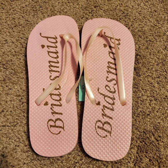 Bridesmaid Wedding Bridal Flip Flops XL 11/12 - Picture 2 of 6